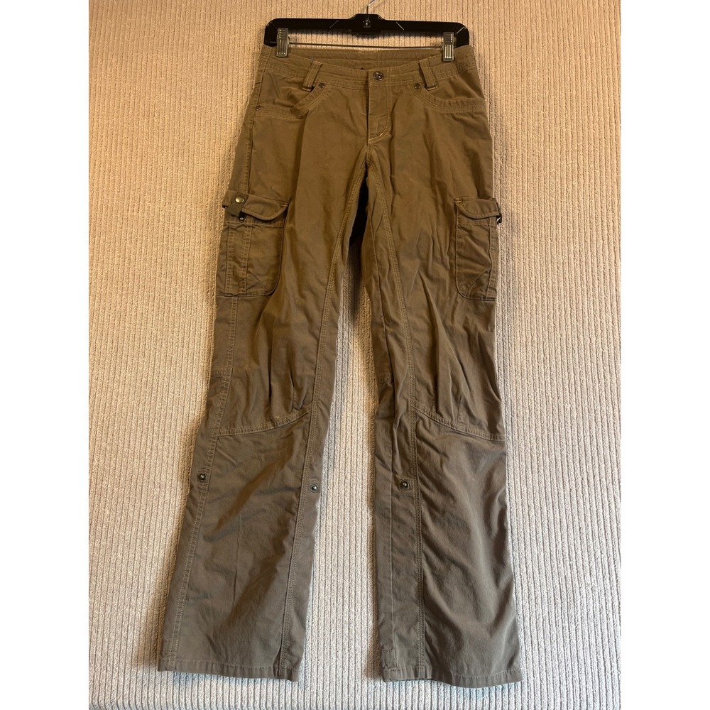 Kuhl Pants Women's 4 Brown Cargo Hiking Articulated Knee Straight Leg Outdoor